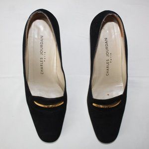 Charles Jourdan Black Suede Heels
